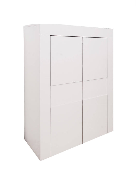 Credenza 0, Madia alta moderna a 2 ante da soggiorno, Mobile multiuso a ripiani, Made in Italy, Cm 92x42xh115, Bianco Lucido