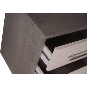 Cassettiera 0, Mobiletto moderno a 3 cassetti con ruote, Aramdietto portadocumenti per ufficio, comodino da scrivania, Cm 43x40h57, Cemento e Bianco