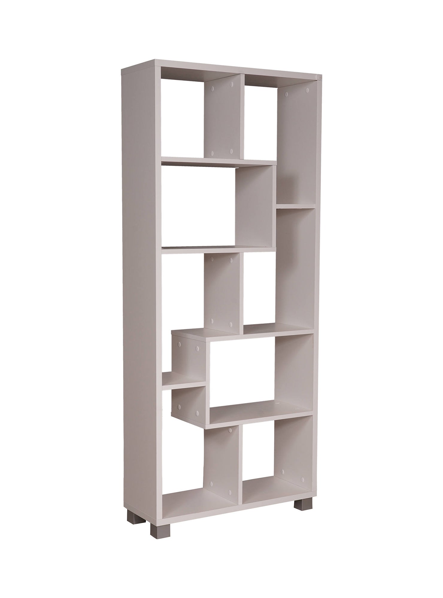 Libreria 0, Biblioteca zigzag a 8 scomparti, posizionabile verticalmente o orizontalmente, Scaffale da ufficio per libri, Mobile portalibri, Cm 69x30h160, Bianco