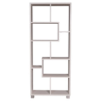 Libreria 0, Biblioteca zigzag a 8 scomparti, posizionabile verticalmente o orizontalmente, Scaffale da ufficio per libri, Mobile portalibri, Cm 69x30h160, Bianco