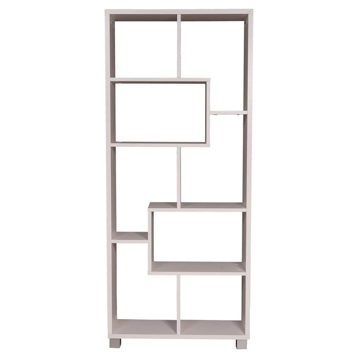 Libreria 0, Biblioteca zigzag a 8 scomparti, posizionabile verticalmente o orizontalmente, Scaffale da ufficio per libri, Mobile portalibri, Cm 69x30h160, Bianco