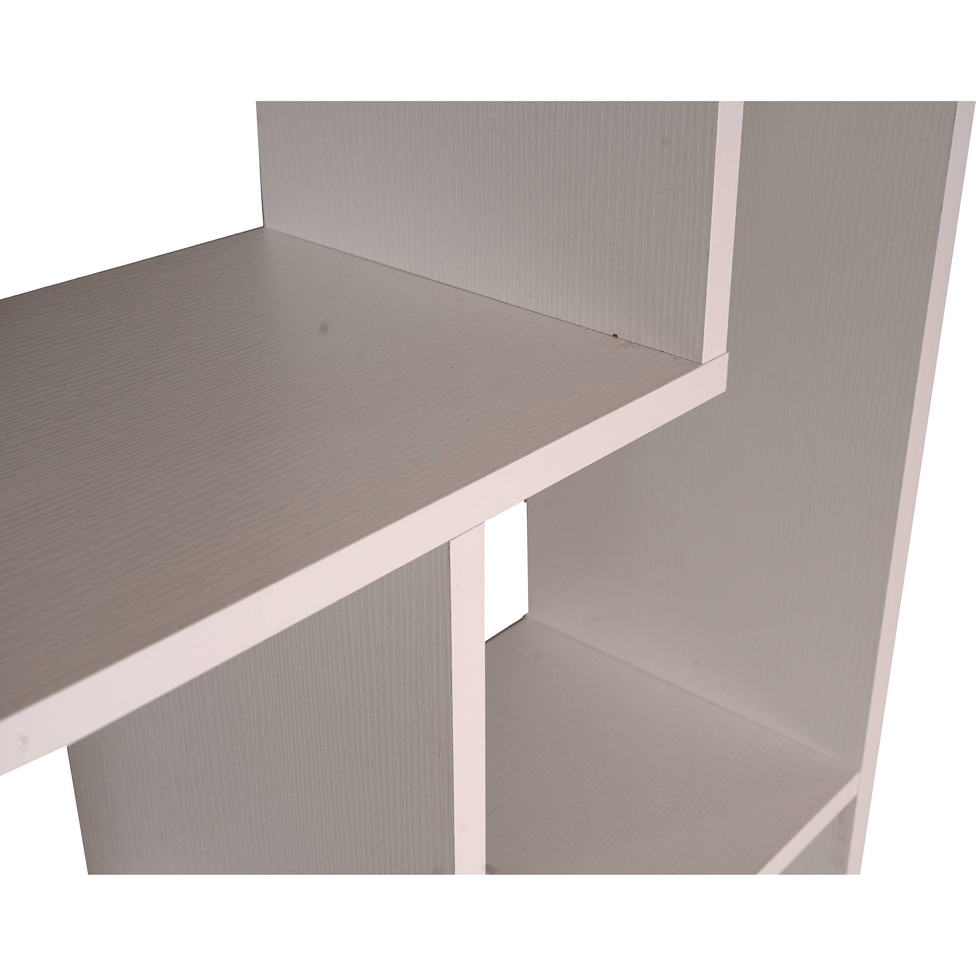 Libreria 0, Biblioteca zigzag a 8 scomparti, posizionabile verticalmente o orizontalmente, Scaffale da ufficio per libri, Mobile portalibri, Cm 69x30h160, Bianco