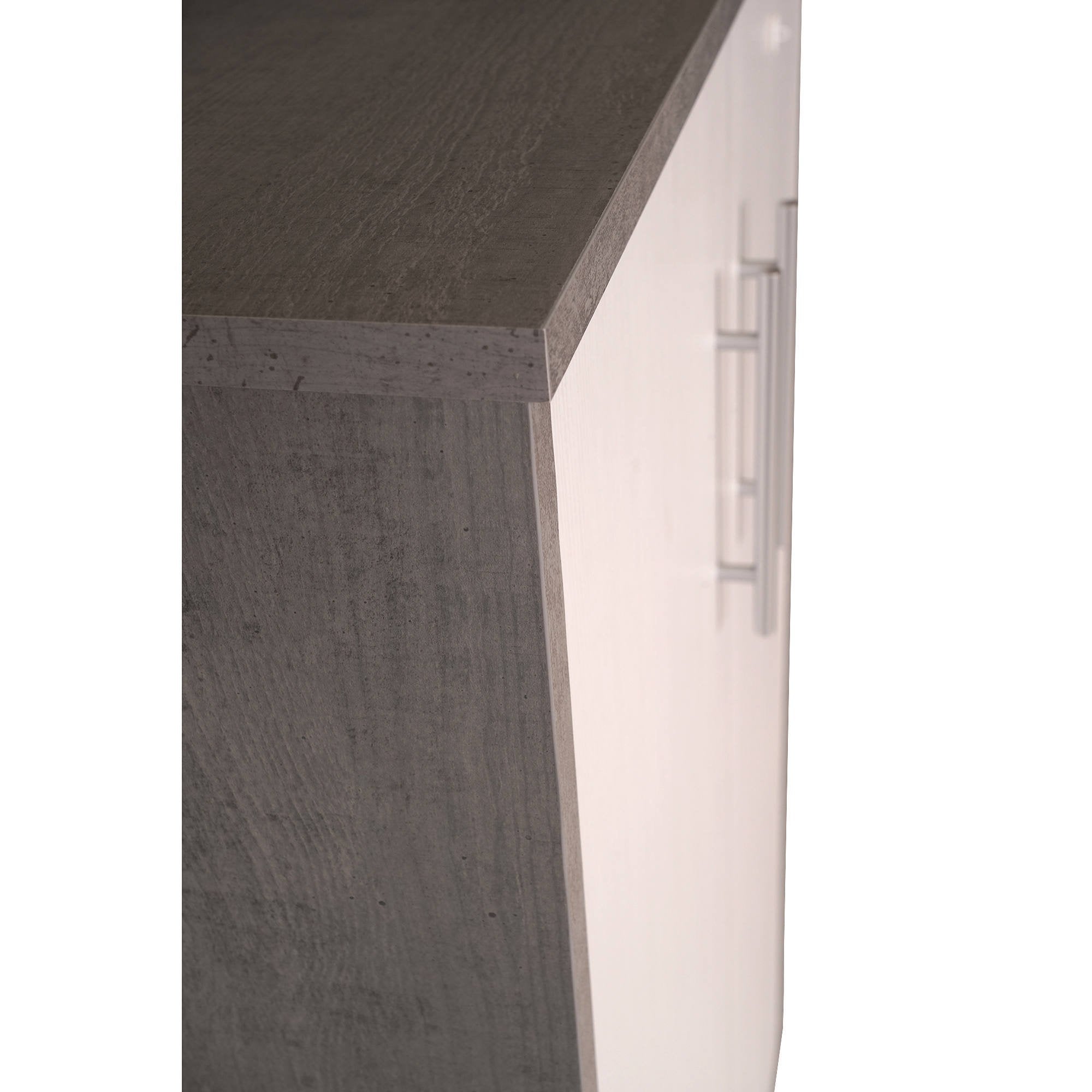 Armadio multiuso Angie, Mobile ausiliario con ripiani, Armadio lineare, Guardaroba Portascarpe, portaoggetti, Bianco e Cemento, cm 79x34h118