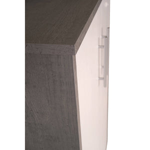 Armadio multiuso Angie, Mobile ausiliario con ripiani, Armadio lineare, Guardaroba Portascarpe, portaoggetti, Bianco e Cemento, cm 79x34h118