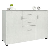 Credenza Apocalypse, Buffet moderno a 3 ante e 2 cassetti, Madia lineare con ripiani, Made in Italy, Cm 120x40h83, Rovere sbiancato