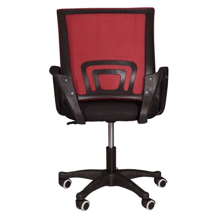 Sedia da ufficio 0, Poltrona elevabile in tessuto imbottito con schienale in rete, Sedia con ruote per studio o lavoro, Cm 62x50h84, Nero