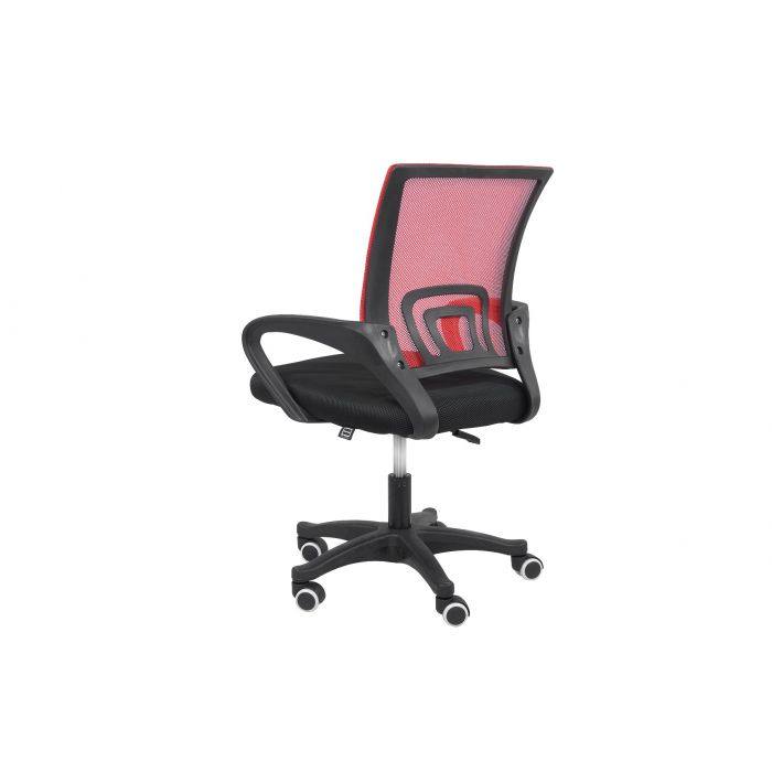 Sedia da ufficio 0, Poltrona elevabile in tessuto imbottito con schienale in rete, Sedia con ruote per studio o lavoro, Cm 62x50h84, Nero