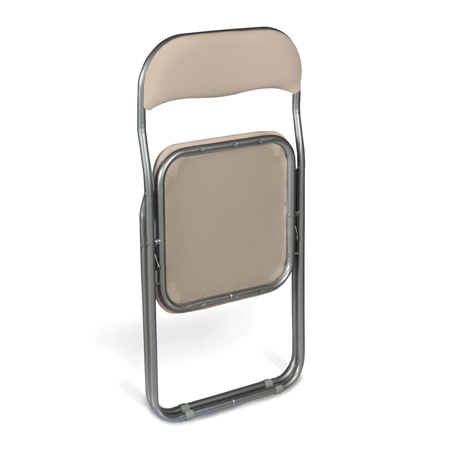 Sedia pieghevole Antenore, Sedia salvaspazio, Sedia per ospiti, Seduta per riunioni in simil ecopelle, 43x47h80 cm, Beige