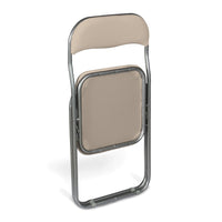 Sedia pieghevole Antenore, Sedia salvaspazio, Sedia per ospiti, Seduta per riunioni in simil ecopelle, 43x47h80 cm, Beige