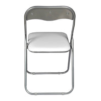 Sedia pieghevole Antenore, Set di 4 sedie salvaspazio, Sedia per ospiti, Seduta per riunioni in simil ecopelle, 43x47h80 cm, Bianco