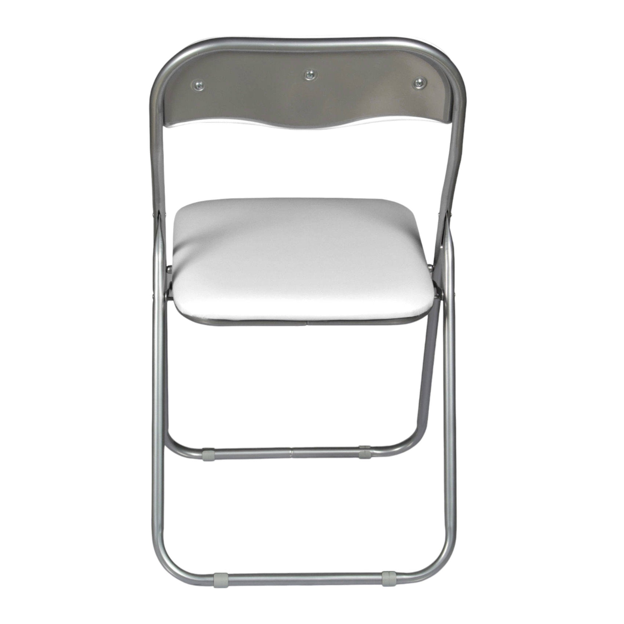 Sedia pieghevole Antenore, Set di 4 sedie salvaspazio, Sedia per ospiti, Seduta per riunioni in simil ecopelle, 43x47h80 cm, Bianco