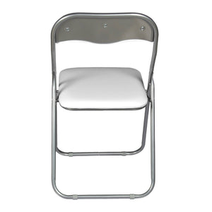 Sedia pieghevole Antenore, Set di 4 sedie salvaspazio, Sedia per ospiti, Seduta per riunioni in simil ecopelle, 43x47h80 cm, Bianco