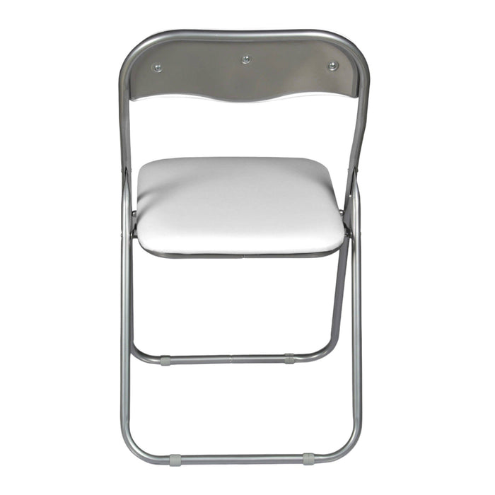 Sedia pieghevole Antenore, Set di 4 sedie salvaspazio, Sedia per ospiti, Seduta per riunioni in simil ecopelle, 43x47h80 cm, Bianco