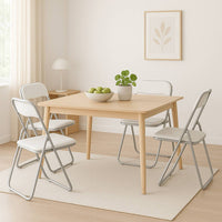 Sedia pieghevole Antenore, Set di 4 sedie salvaspazio, Sedia per ospiti, Seduta per riunioni in simil ecopelle, 43x47h80 cm, Bianco