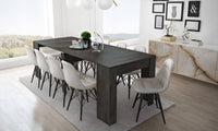 Tavolo da pranzo moderno, Consolle allungabile fino a 10 posti, Misure 90 x 51 x 77 cm (fino a 237 con allunghe), Colore Antracite - Ossido