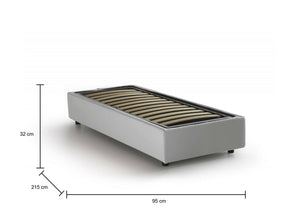 Letto singolo Artesh, Letto contenitore con rivestimento in ecopelle, Made in Italy, Apertura frontale, adatto per materasso cm 80x200, Bianco