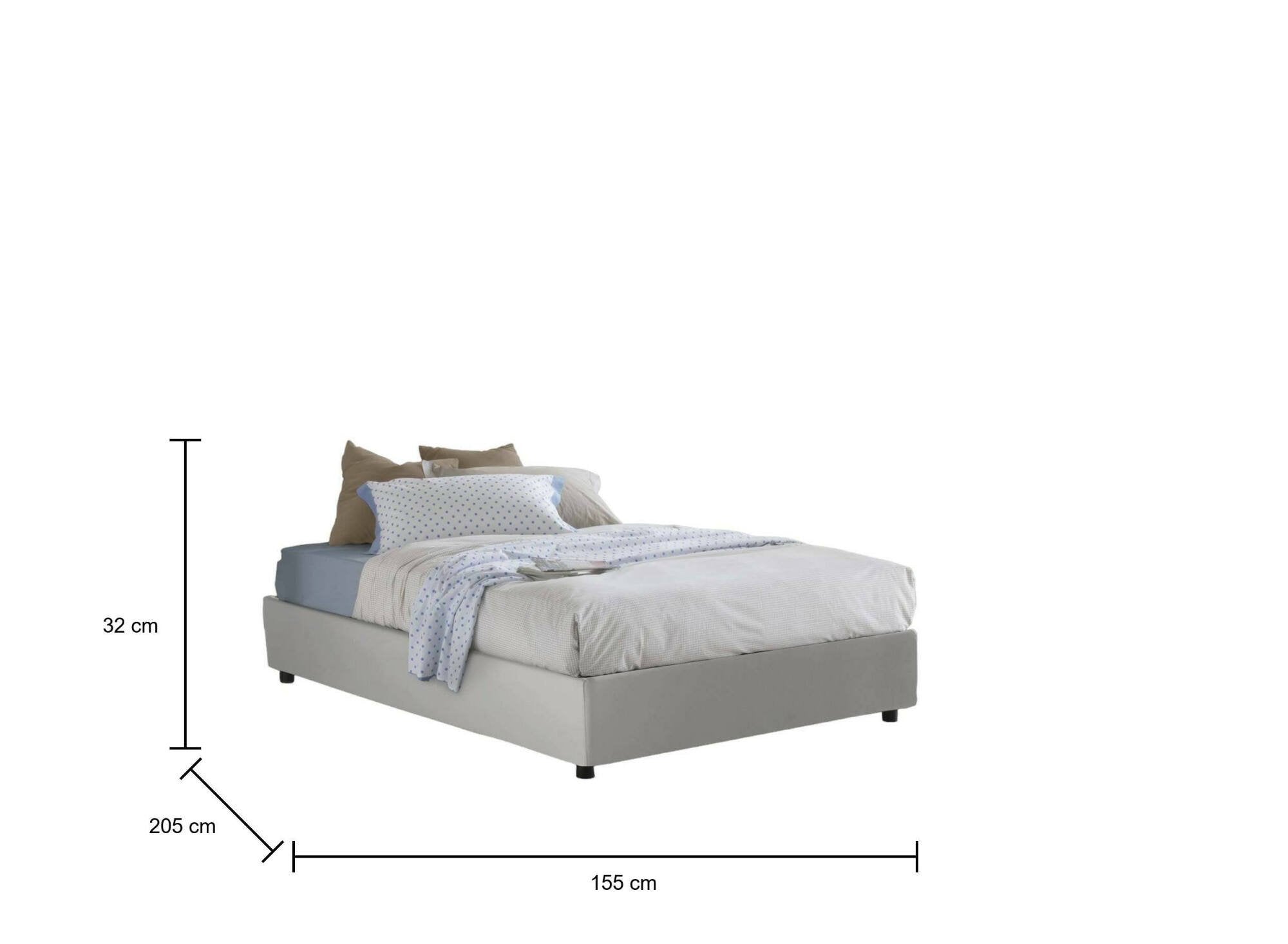 Letto matrimoniale Aladino, Letto contenitore con rivestimento in ecopelle, Made in Italy, Apertura frontale, adatto per materasso cm 140x190, Bianco