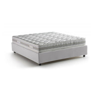 Letto matrimoniale Akemi, Letto contenitore con rivestimento in ecopelle, Made in Italy, Apertura frontale, con materasso cm 140x190 incluso, Bianco