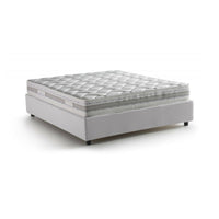 Letto matrimoniale Azuko, Letto contenitore con rivestimento in ecopelle, Made in Italy, Apertura frontale, con materasso cm 140x200 incluso, Bianco