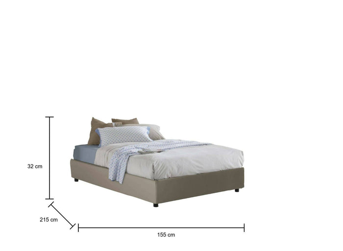 Letto matrimoniale Osanna, Letto contenitore con rivestimento in ecopelle, Made in Italy, Apertura frontale, adatto per materasso cm 140x200, Tortora
