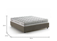 Letto matrimoniale Azuko, Letto contenitore con rivestimento in ecopelle, Made in Italy, Apertura frontale, con materasso cm 140x200 incluso, Tortora