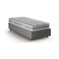 Letto singolo Avova, Letto contenitore con rivestimento in tessuto, Made in Italy, Apertura frontale, con materasso cm 80x200 incluso, Grigio