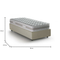 Letto singolo Avova, Letto contenitore con rivestimento in tessuto, Made in Italy, Apertura frontale, con materasso cm 80x200 incluso, Beige