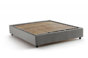 Letto matrimoniale Arto, Letto contenitore con rivestimento in tessuto, Made in Italy, Apertura frontale, con materasso cm 140x190 incluso, Grigio