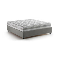 Letto matrimoniale Arto, Letto contenitore con rivestimento in tessuto, Made in Italy, Apertura frontale, con materasso cm 140x190 incluso, Grigio