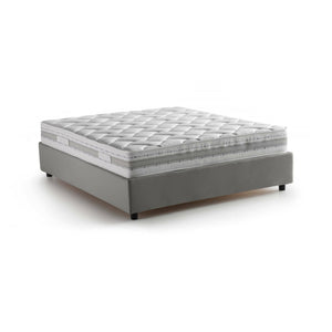 Letto matrimoniale Arto, Letto contenitore con rivestimento in tessuto, Made in Italy, Apertura frontale, con materasso cm 140x190 incluso, Grigio