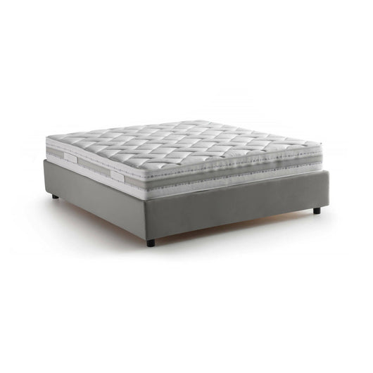 Letto matrimoniale Arto, Letto contenitore con rivestimento in tessuto, Made in Italy, Apertura frontale, con materasso cm 140x190 incluso, Grigio