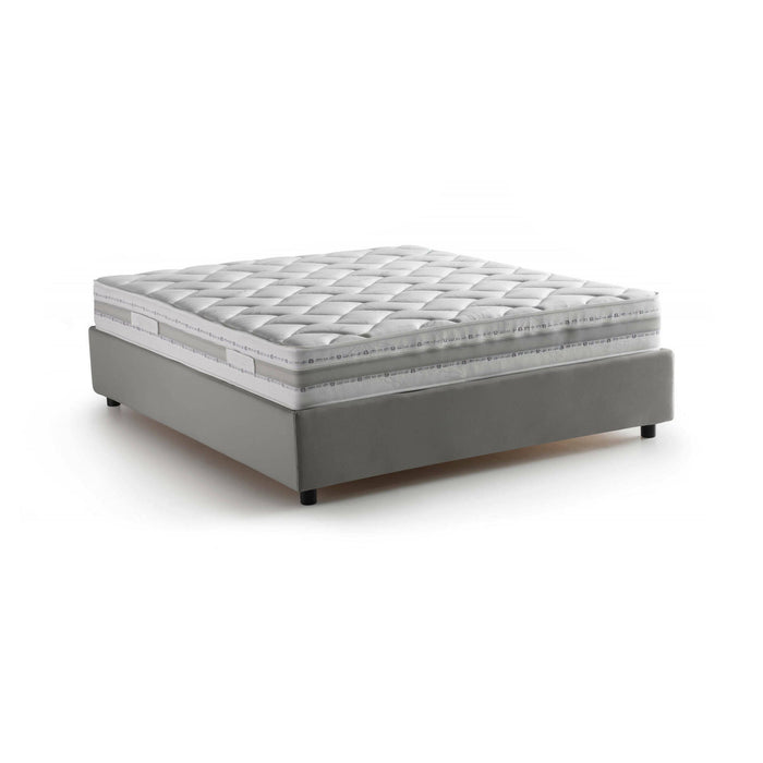Letto matrimoniale Arto, Letto contenitore con rivestimento in tessuto, Made in Italy, Apertura frontale, con materasso cm 140x190 incluso, Grigio