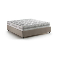 Letto matrimoniale Arto, Letto contenitore con rivestimento in tessuto, Made in Italy, Apertura frontale, con materasso cm 140x190 incluso, Tortora