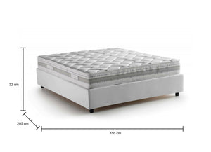 Letto matrimoniale Arto, Letto contenitore con rivestimento in tessuto, Made in Italy, Apertura frontale, con materasso cm 140x190 incluso, Bianco