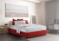 Letto matrimoniale Arto, Letto contenitore con rivestimento in tessuto, Made in Italy, Apertura frontale, con materasso cm 140x190 incluso, Rosso