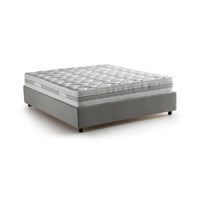 Letto matrimoniale Alaksir, Letto contenitore con rivestimento in tessuto, Made in Italy, Apertura frontale, con materasso cm 140x200 incluso, Grigio