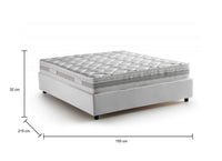 Letto matrimoniale Alaksir, Letto contenitore con rivestimento in tessuto, Made in Italy, Apertura frontale, con materasso cm 140x200 incluso, Bianco