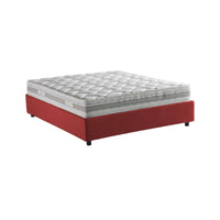 Letto matrimoniale Alaksir, Letto contenitore con rivestimento in tessuto, Made in Italy, Apertura frontale, con materasso cm 140x200 incluso, Rosso