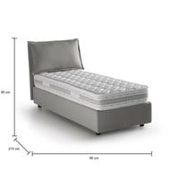 Letto singolo Ancara, Letto contenitore con rivestimento in tessuto, Made in Italy, Apertura frontale, con materasso cm 80x200 incluso, Grigio