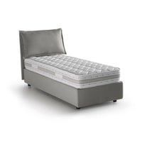 Letto singolo Ancara, Letto contenitore con rivestimento in tessuto, Made in Italy, Apertura frontale, con materasso cm 80x200 incluso, Grigio