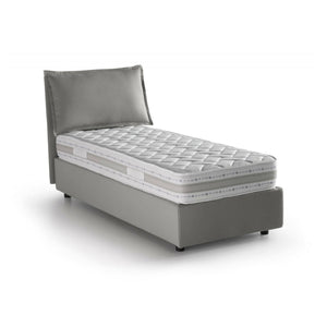 Letto singolo Ancara, Letto contenitore con rivestimento in tessuto, Made in Italy, Apertura frontale, con materasso cm 80x200 incluso, Grigio