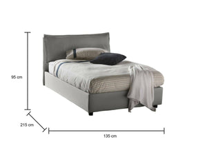 Letto piazza e mezza Abbygale, Letto contenitore con rivestimento in tessuto, Made in Italy, Apertura frontale, con materasso cm 120x200 incluso, Grigio