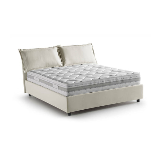 Letto matrimoniale Arden, Letto contenitore con rivestimento in tessuto, Made in Italy, Apertura frontale, con materasso cm 140x190 incluso, Beige