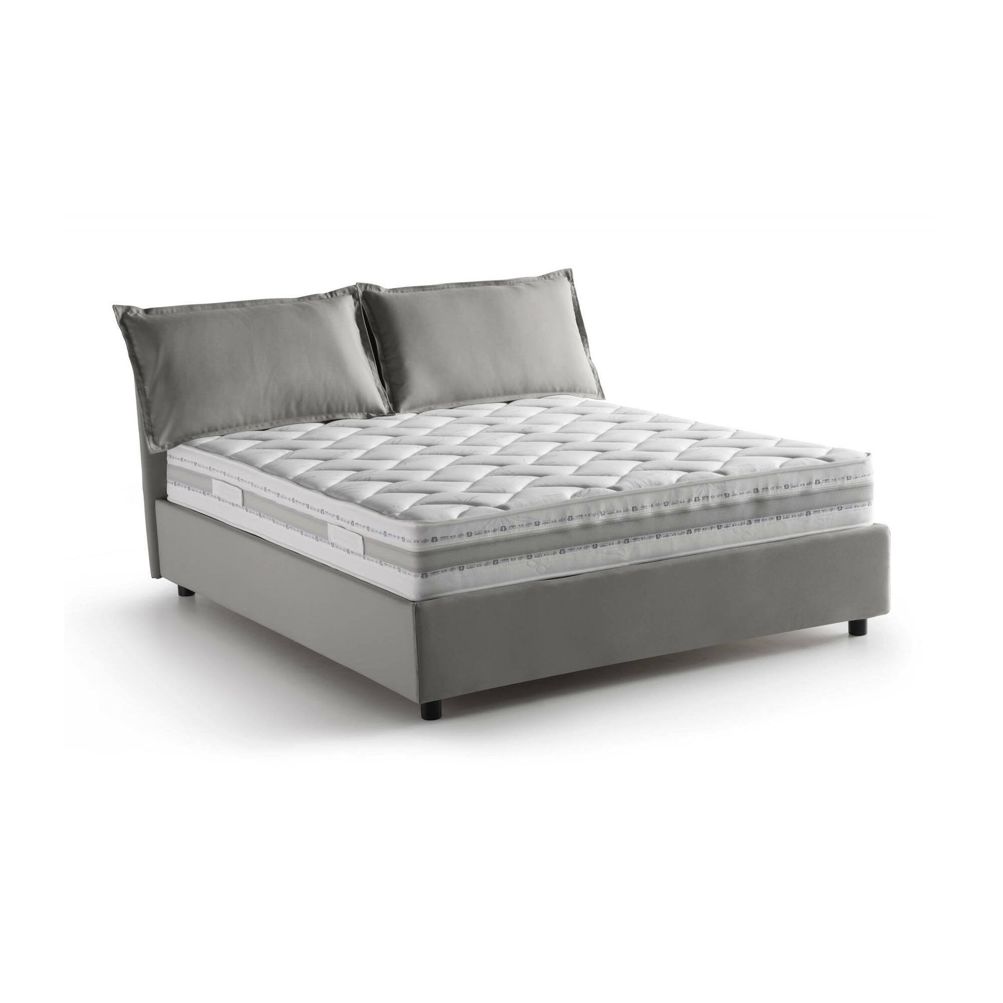 Letto matrimoniale Arden, Letto contenitore con rivestimento in tessuto, Made in Italy, Apertura frontale, con materasso cm 140x190 incluso, Grigio