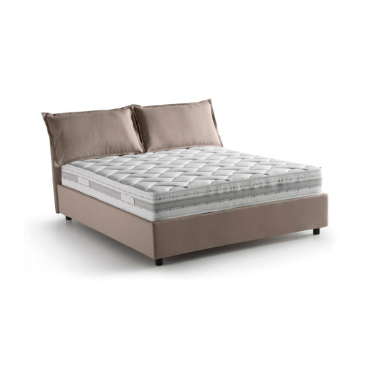 Letto matrimoniale Arden, Letto contenitore con rivestimento in tessuto, Made in Italy, Apertura frontale, con materasso cm 140x190 incluso, Tortora