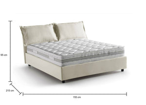 Letto matrimoniale Annica, Letto contenitore con rivestimento in tessuto, Made in Italy, Apertura frontale, con materasso cm 140x200 incluso, Beige