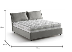 Letto matrimoniale Annica, Letto contenitore con rivestimento in tessuto, Made in Italy, Apertura frontale, con materasso cm 140x200 incluso, Grigio