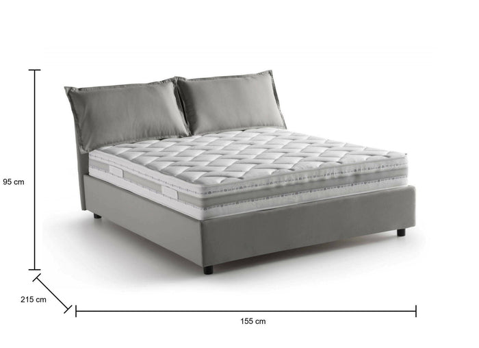 Letto matrimoniale Annica, Letto contenitore con rivestimento in tessuto, Made in Italy, Apertura frontale, con materasso cm 140x200 incluso, Grigio