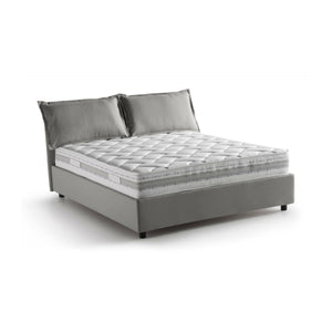 Letto matrimoniale Annica, Letto contenitore con rivestimento in tessuto, Made in Italy, Apertura frontale, con materasso cm 140x200 incluso, Grigio