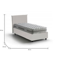 Letto singolo Domnitor, Letto contenitore con rivestimento in ecopelle, Made in Italy, Apertura frontale, con materasso cm 80x200 incluso, Bianco